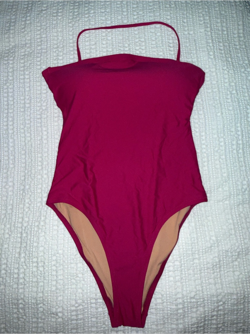 J. Crew fuchsia Pink One-Piece bandeau strapless Swimsuit Sz 12